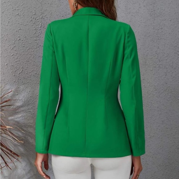 Lapel Collar Double Breasted Gold Button Blazer - Picture 11 of 13